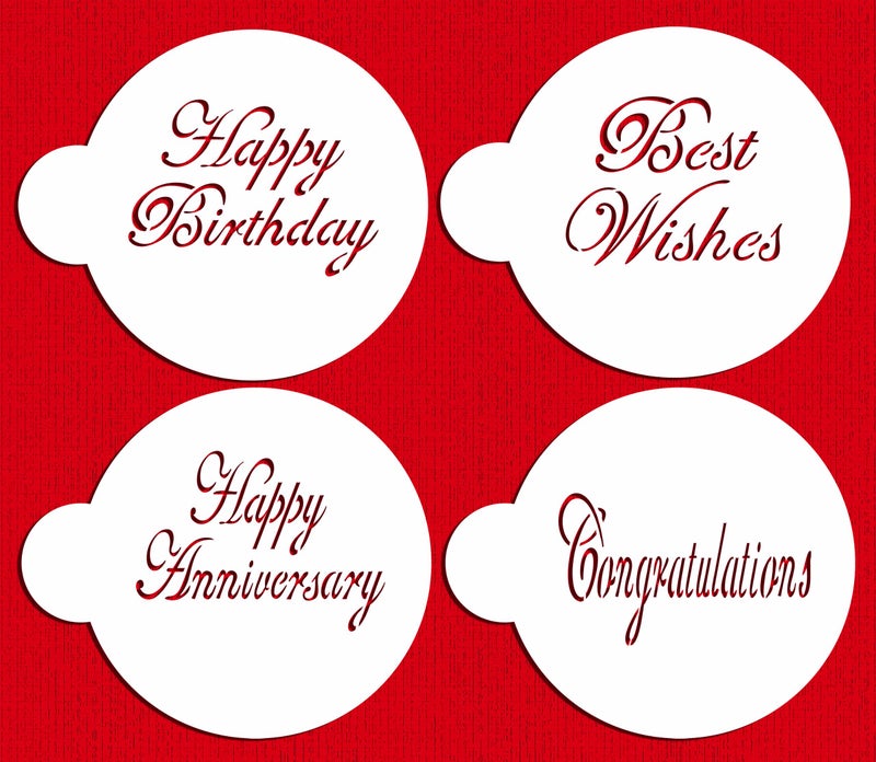 Designer Stencils Script Celebration Cake Stencils Set, Beige/Semi-Transparent - Image 3